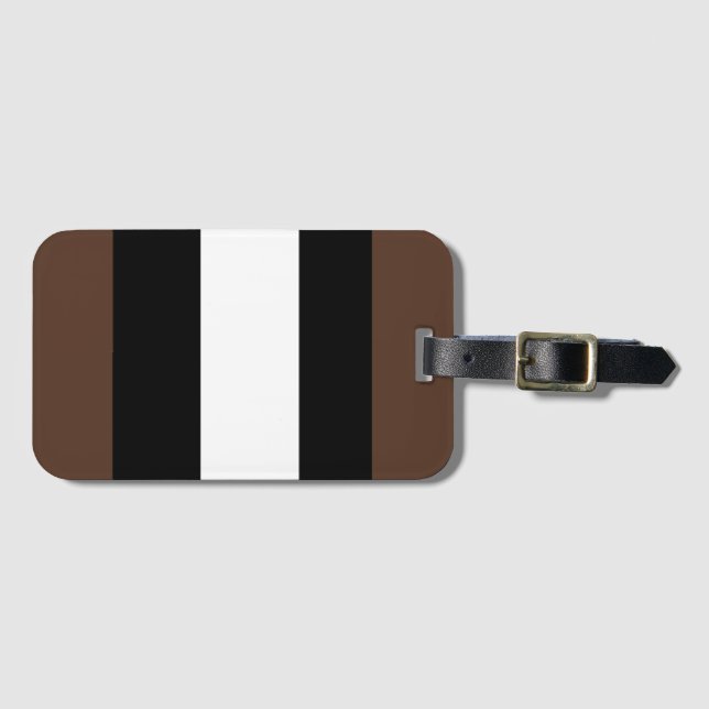 Brown, black and white stripes  luggage tag (Front Horizontal)