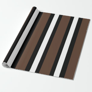 Brown, black and white stripes wrapping paper