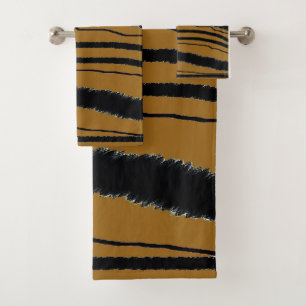 Brown Black Animal Print Gift Bath Towel Set