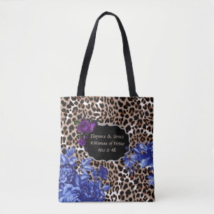 Brown/Black Animal Print Medium Floral Tote Bag