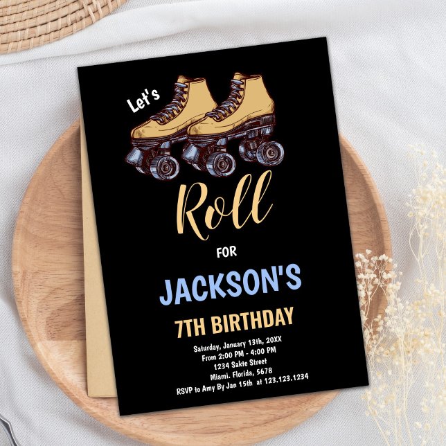 Brown Black Boy Skating Birthday Invitations (Brown Black Boy Skating Birthday Invitations)