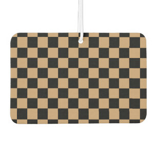 Brown black checkers car air freshener