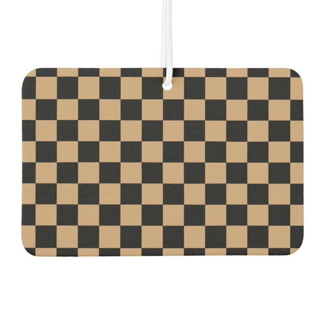 Brown black checkers car air freshener (Front)