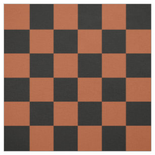 Brown Black Chequered Check Pattern Fabric