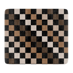Brown Black Chequered Gingham Pattern Cutting Board