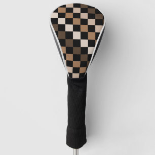 Brown Black Chequered Gingham Pattern Golf Head Cover