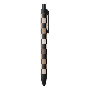 Brown Black Chequered Gingham Pattern Ink Pen