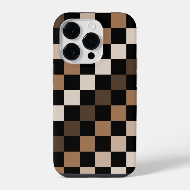 Brown Black Chequered Gingham Pattern iPhone Case (Back)