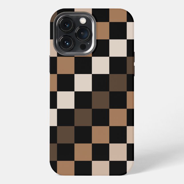 Brown Black Chequered Gingham Pattern iPhone Case (Back)