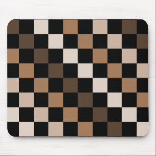 Brown Black Chequered Gingham Pattern Mouse Pad
