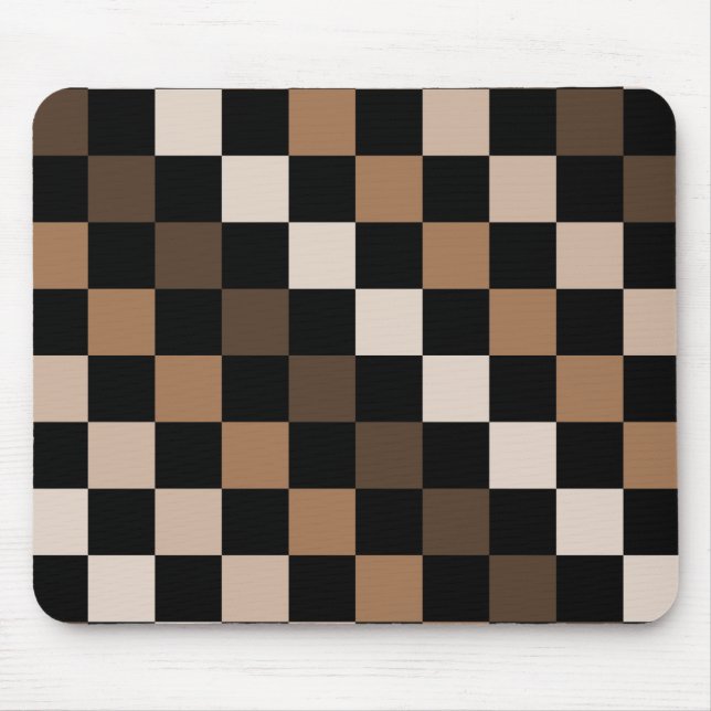 Brown Black Chequered Gingham Pattern Mouse Pad (Front)