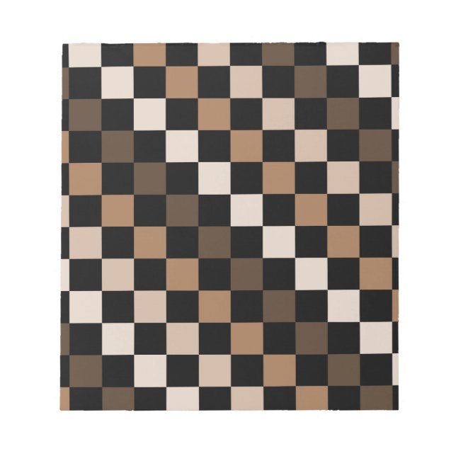Brown Black Chequered Gingham Pattern Notepad (Front)