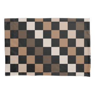 Brown Black Chequered Gingham Pattern Pillowcase