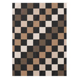 Brown Black Chequered Gingham Pattern Tablecloth