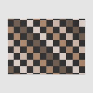 Brown Black Chequered Gingham Pattern Tissue Paper
