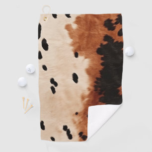 Brown Black Cream Cowhide Golf Towel