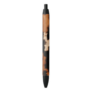 Brown Black Cream Faux Cow Print Black Ink Pen
