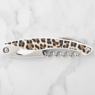 Brown Black Cream Leopard Animal Corkscrew