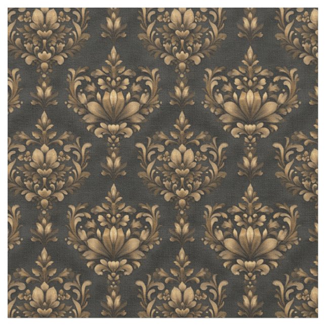 Brown & Black Damask Fabric (Close Up)