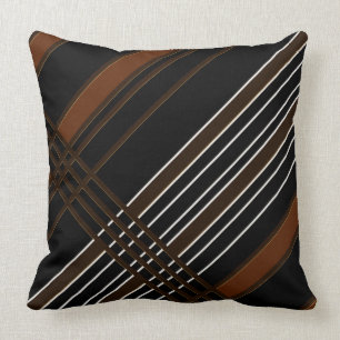 Brown & Black Diagonal Stripes Cushion