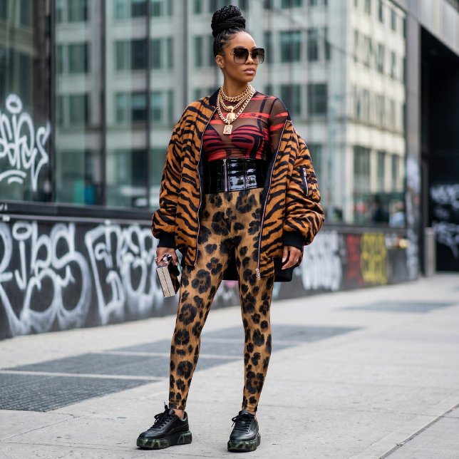Brown Black Floral Leopard Print Yoga Pants (Creator Uploaded)