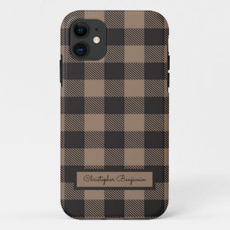 Brown Black Gingham Buffalo Plaid Farmhouse Case-Mate iPhone Case