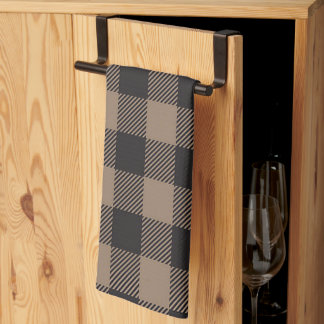 Brown Black Gingham Buffalo Plaid Farmhouse Tea Towel