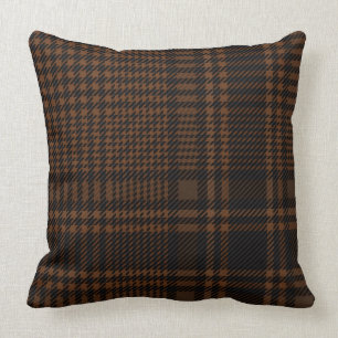 Brown Black Glen Check Houndstooth Pattern Cushion