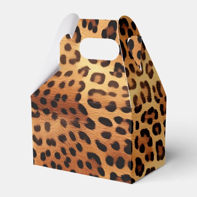 Brown Black Golden Leopard Print Favour Box (Front Side)