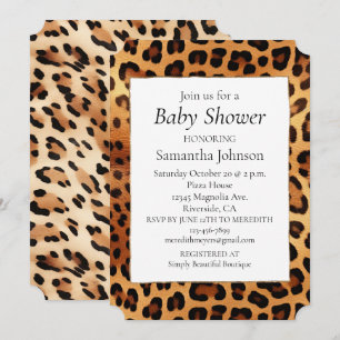 Brown Black Golden Leopard Print Invitation