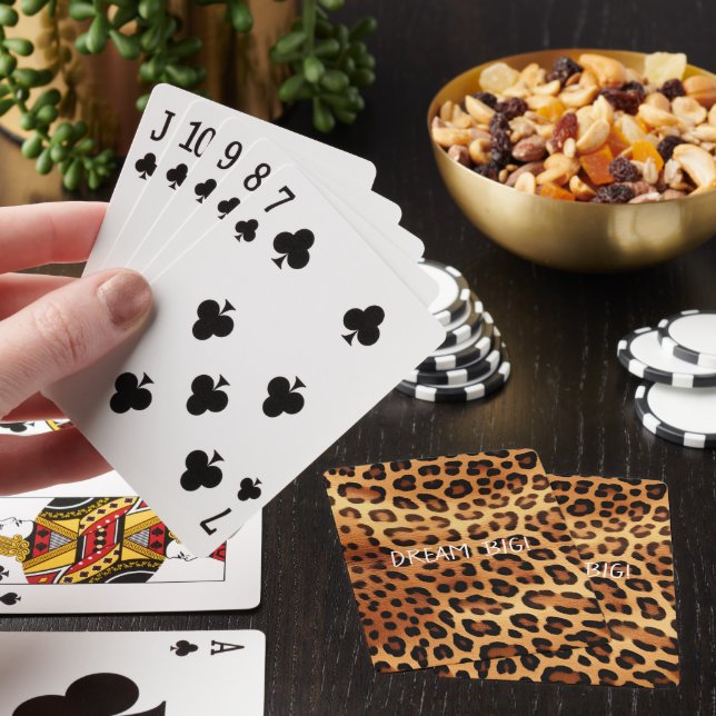 Brown Black Golden Leopard Print Playing Cards (In Situ)