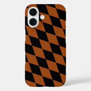 Brown Black Harlequin Diamonds Checkers Design  iPhone 16 Case
