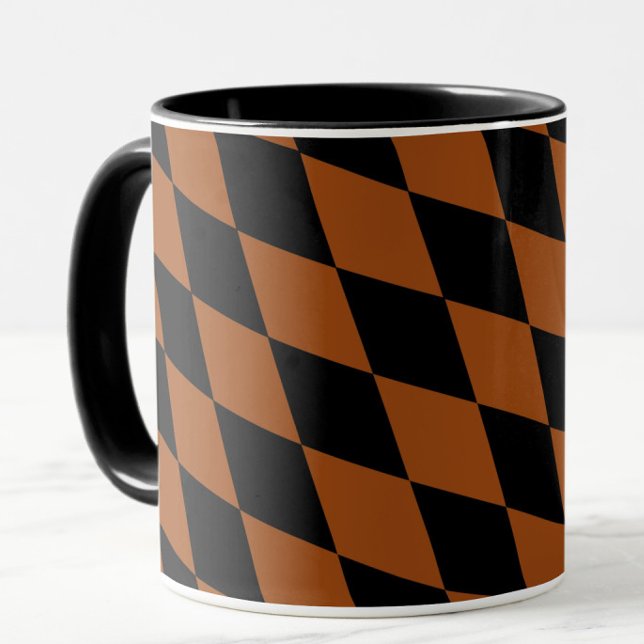 Brown Black Harlequin Diamonds Checkers Design  Mug (Creator Uploaded)