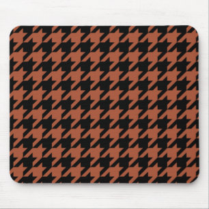 Brown Black Houndstooth Check Mouse Pad