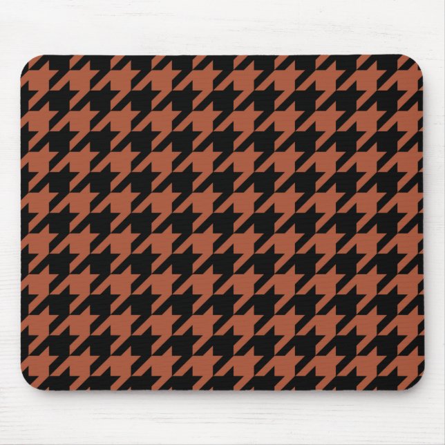Brown Black Houndstooth Check Mouse Pad (Front)