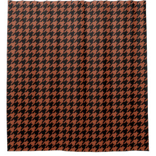 Brown Black Houndstooth Check Shower Curtain
