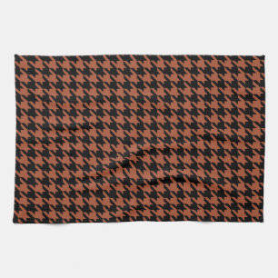 Brown Black Houndstooth Check Tea Towel