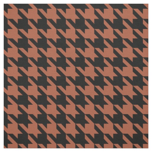 Brown Black Houndstooth Plaid  Fabric (Swatch)