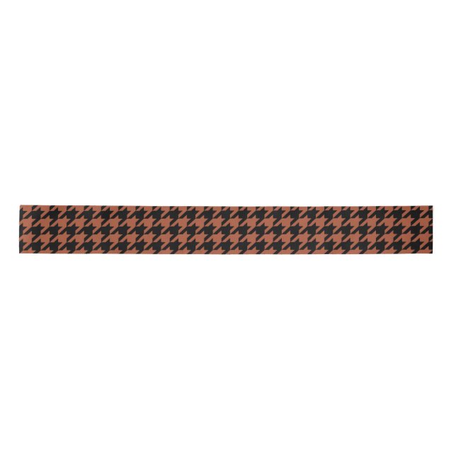 Brown Black Houndstooth Plaid  Satin Ribbon (Front)