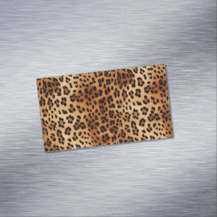 Brown Black Leopard Print Magnetic Business Card