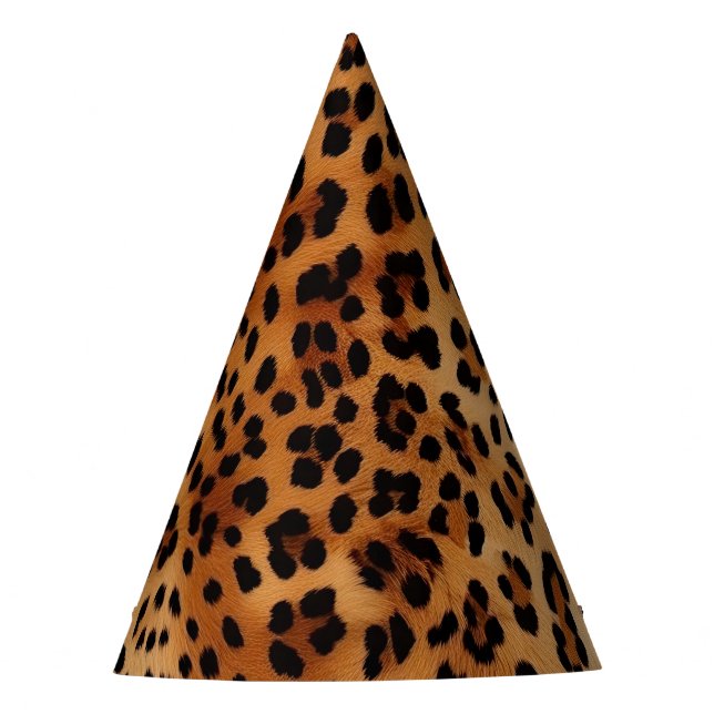 Brown Black Leopard Print Party Hat (Front)