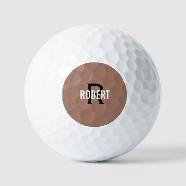 Brown black monogram name  golf balls (Front)