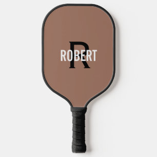 Brown black monogram name pickleball paddle