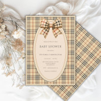 Brown Black Plaid Bear Baby Shower