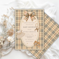 Brown Black Plaid Serving up Love Baby Shower