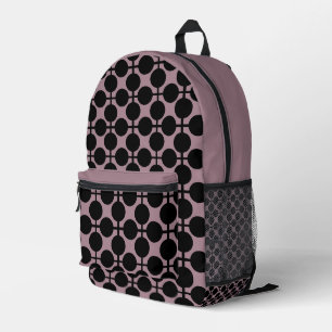 brown black polka dot check pattern fashion printed backpack