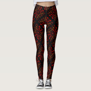 Brown Black Red Ethnic Abstract Pattern Leggings
