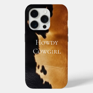 Brown Black Southwest Cowhide iPhone 15 Pro Case