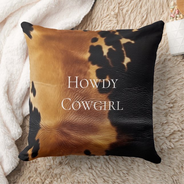 Brown Black Southwest Cowhide Cushion (Blanket)