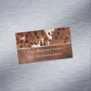 Brown Black Southwest Cowhide Magnetic Business Card